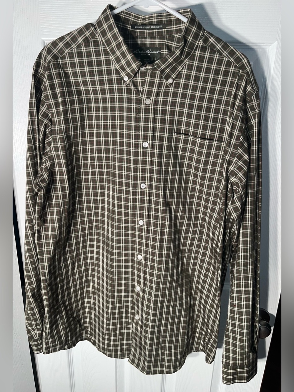 Men’s XL Tall Eddie Bauer Shirt Long Sleeve Button Wrinkle Resistant Relaxed Fit